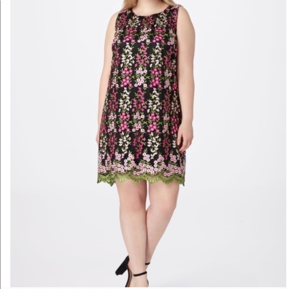 Tahari Floral Embroidered Dress - Picture 1 of 8